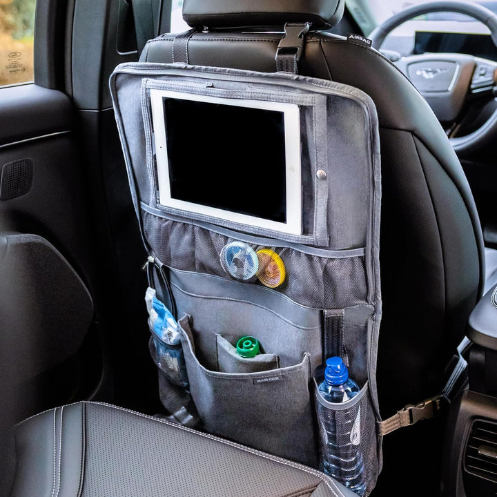 Maxi-Cosi Auto Organizer Rücksitz, 4 Fächer inkl. Tablethalter, Mit Auto + Kinderwagen kompatibel, S
