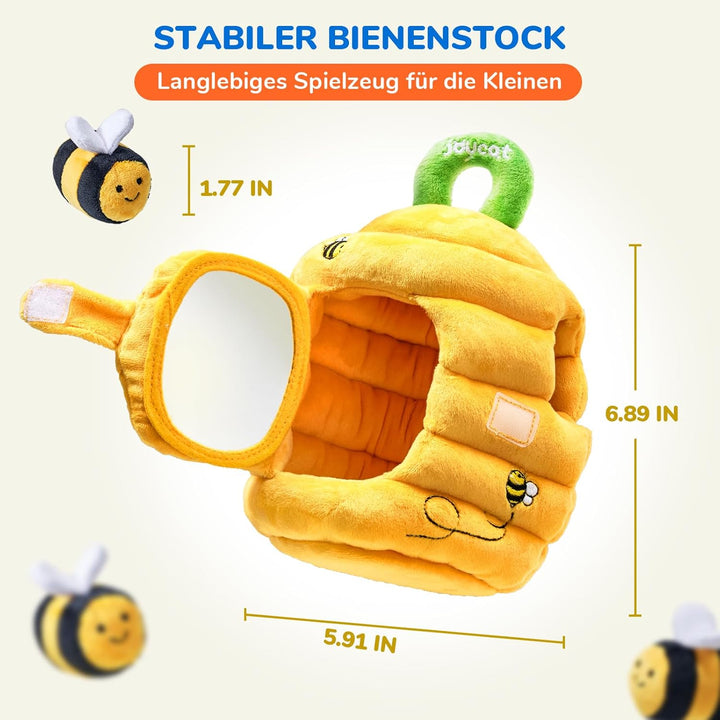 JoyCat Baby Spielzeug 6-12 Monate, Baby Bienenstock mit 5 Bienen Sensorik Spielzeug, Rassel, Spiegel