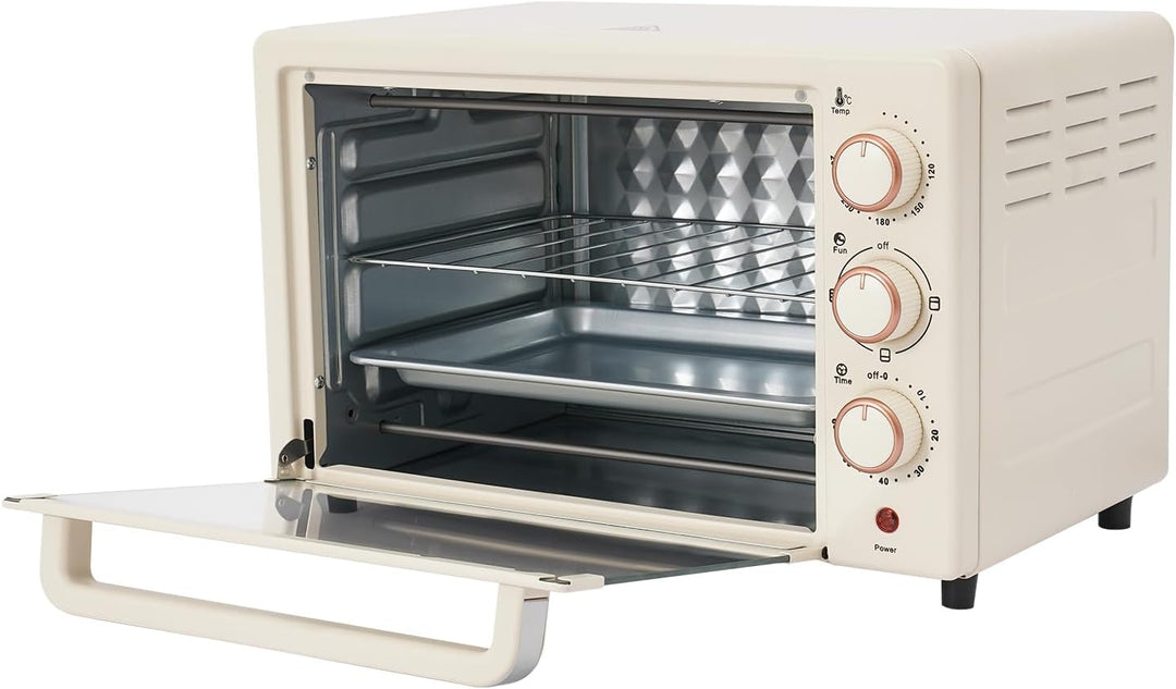 22L Elektrobackofen, Mini-Backofen mit einstellbarer Temperatur und 60-Minuten-Timer, Vielseitiger H