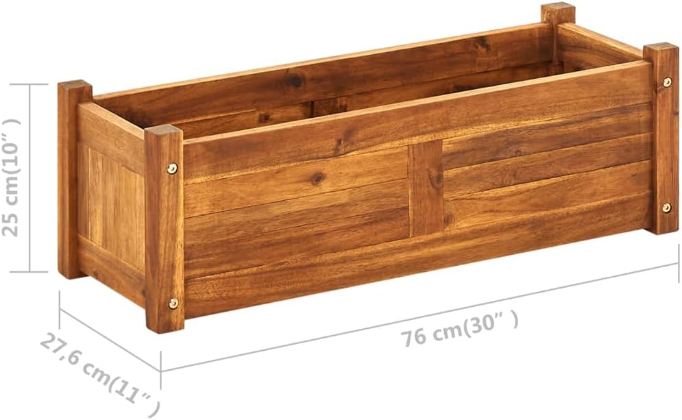 Garten-Hochbeet Akazienholz 76x27,6x25 cm Hochbeete für Garten Pflanzenbett Kräuterbett Gemüsebett B