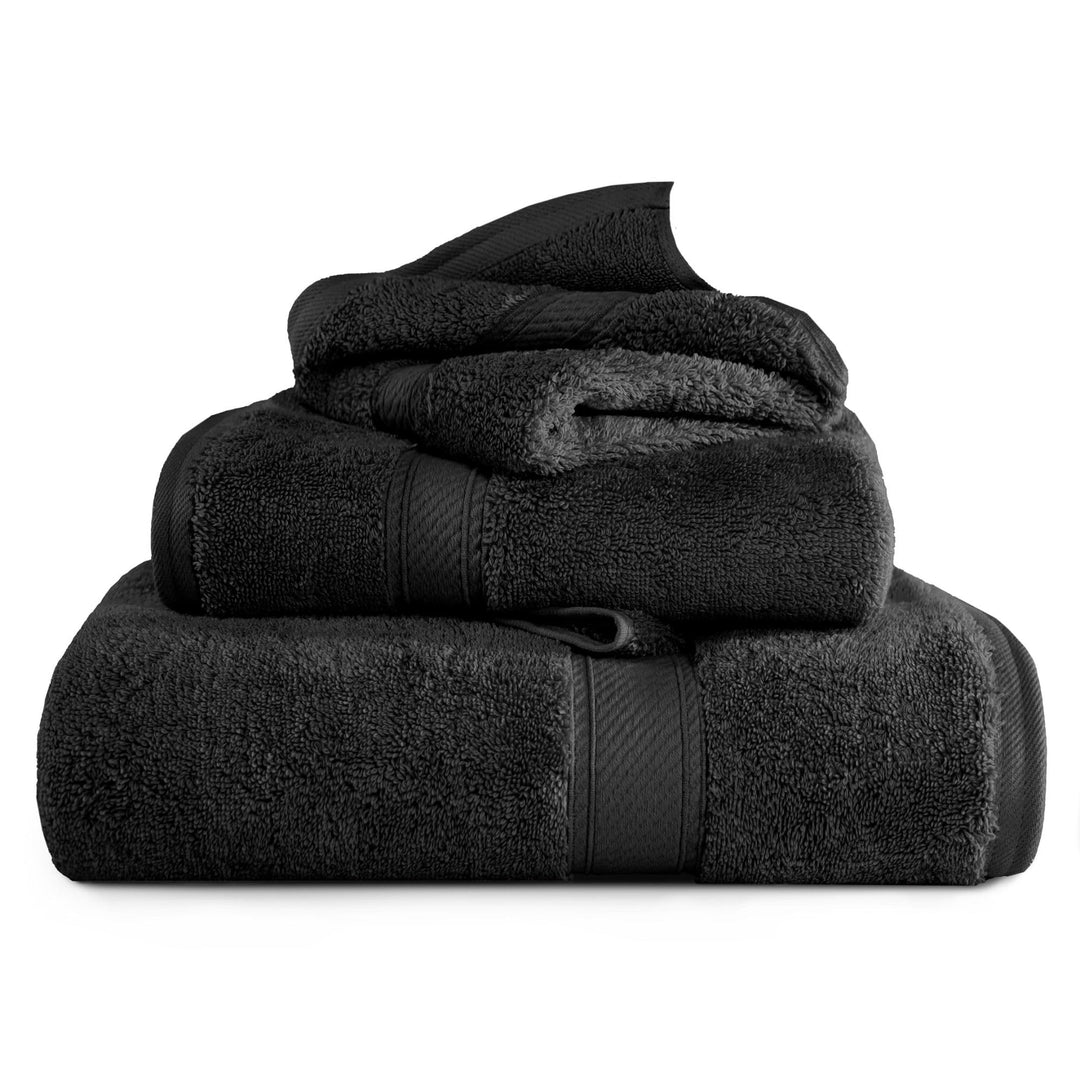 SUPERIOR - Handtuchset, Baumwolle, schwarz, 900 Gramm, 3-teilig, Schwarz
