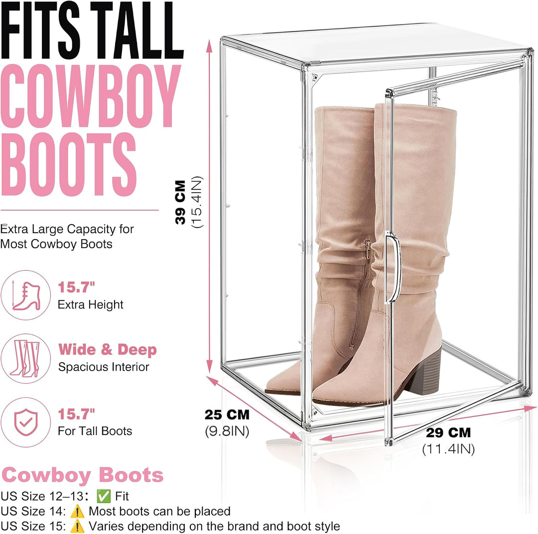 Stapelbare hohe Stiefel Schuh Aufbewahrung Boxen, Acryl Display Case Transparent Plastik Stapelbare