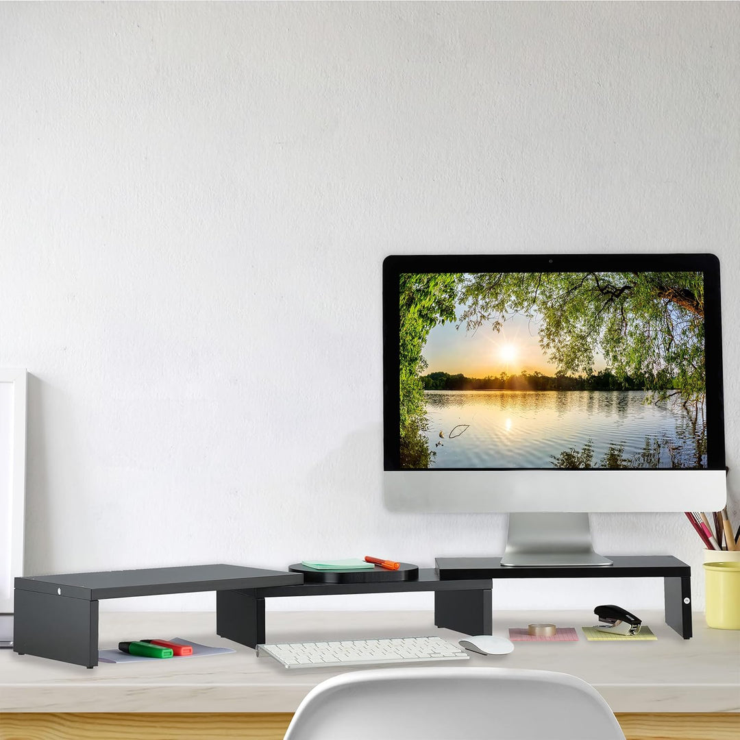 Relaxdays Monitorständer für 2 Monitore, verstellbar, ergonomisches Arbeiten, Bildschirmerhöhung Sch