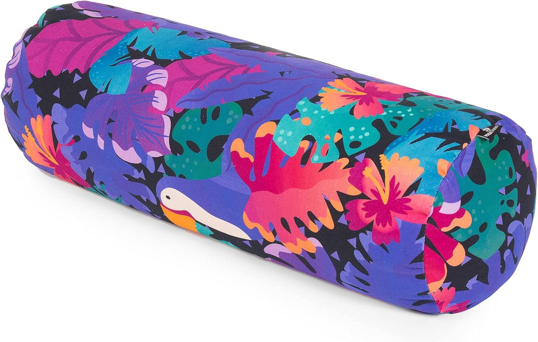Yoga Studio Nackenrolle aus Bio-Buchweizen, 23 x 61 cm, Buchweizen, Yoga-Nackenrolle mit Tukan, leic
