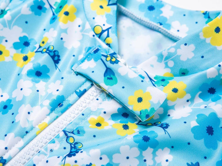 BONVERANO Baby Mädchen Recycelter Badeanzug mit einem durchgehendem Reissverschluss UV-Schutz 50+ 9-
