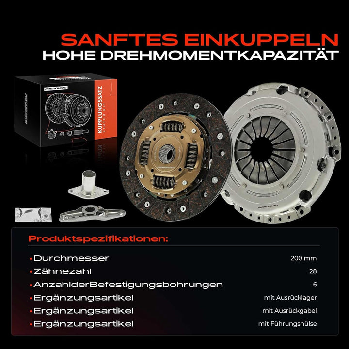 Frankberg Kupplungssatz Kompatibel mit Golf VI 5K1 1.4L 2008-2012 Polo 6C1 6R1 1.2L 1.4L 2009-Heute