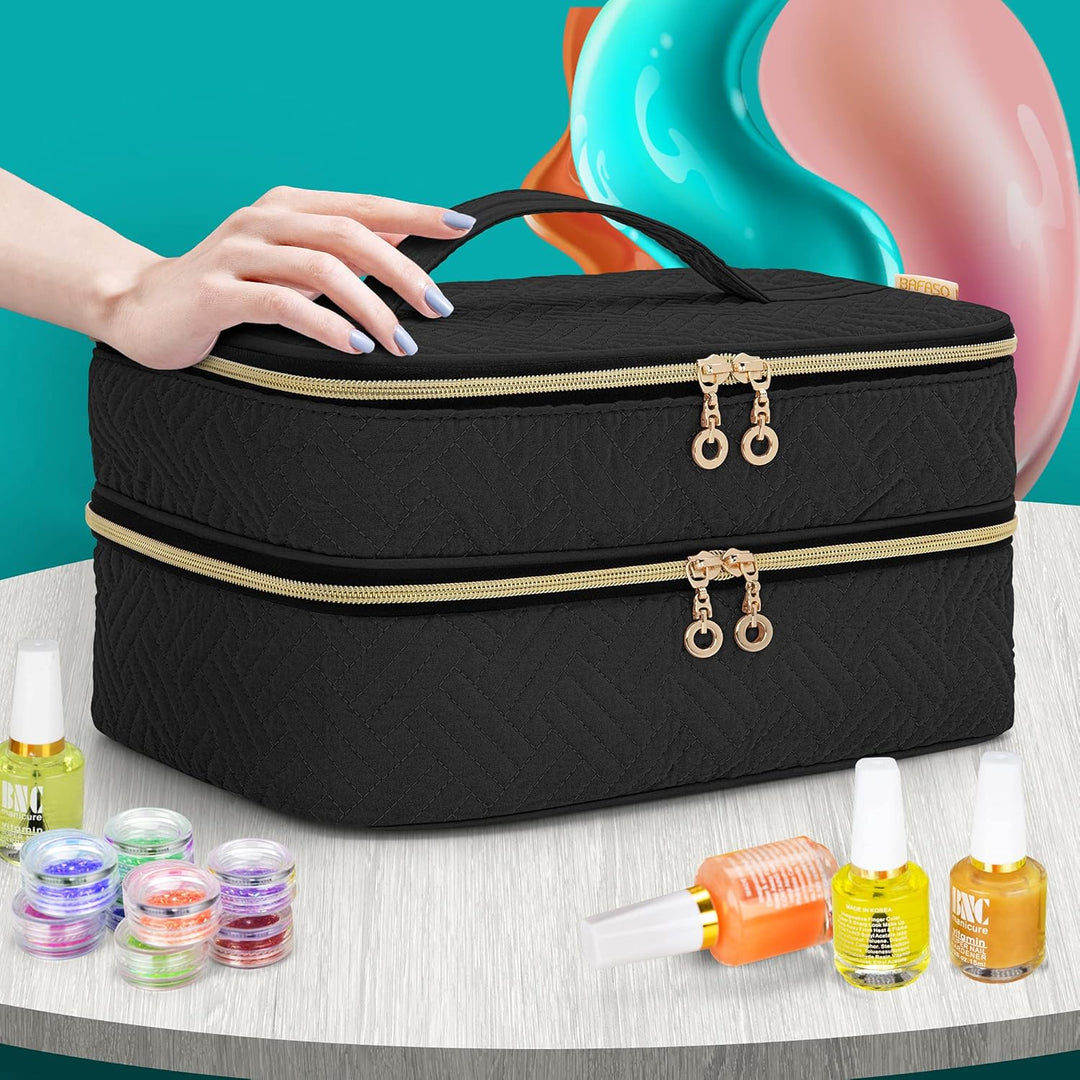 BAFASO Nagellack Aufbewahrung, Nagellack Organizer Tasche für 40 Flaschen(bis zu 15 ML), Doppelschic