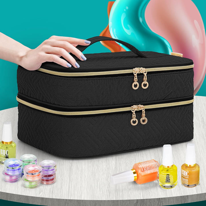 BAFASO Nagellack Aufbewahrung, Nagellack Organizer Tasche für 40 Flaschen(bis zu 15 ML), Doppelschic