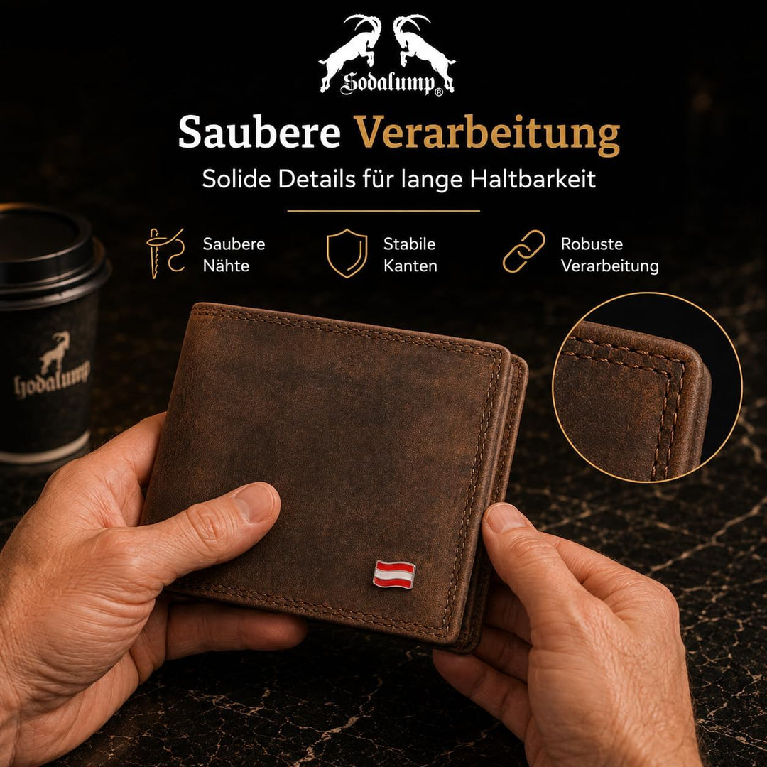 hodalump Echt-Leder Geldbörse • Premium Geldbeutel für Damen und Herren mit RFID-Schutz • Langlebige