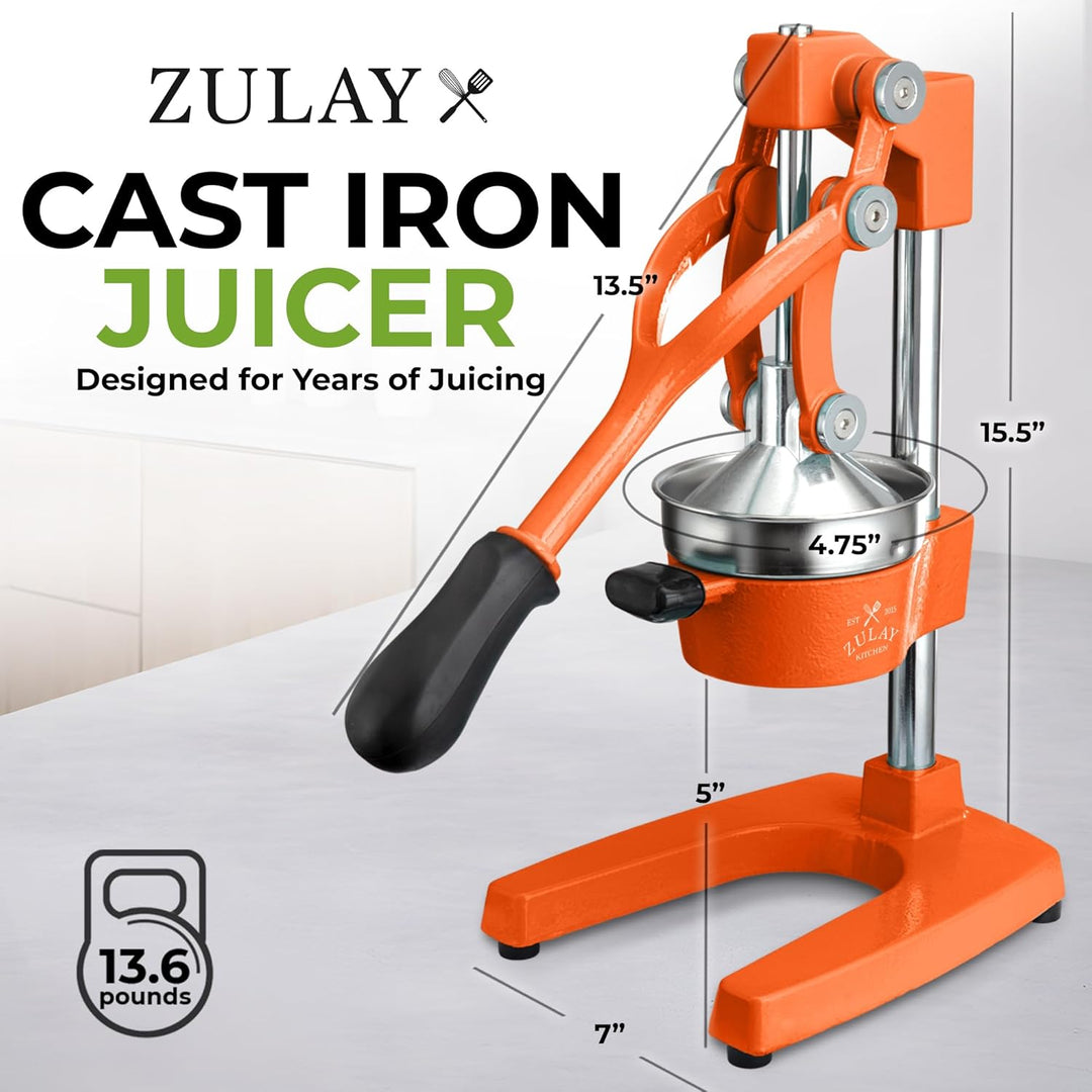 Zulay Kitchen Orangensaftpresse aus Gusseisen, robust, leicht zu reinigen, professionelle Zitruspres