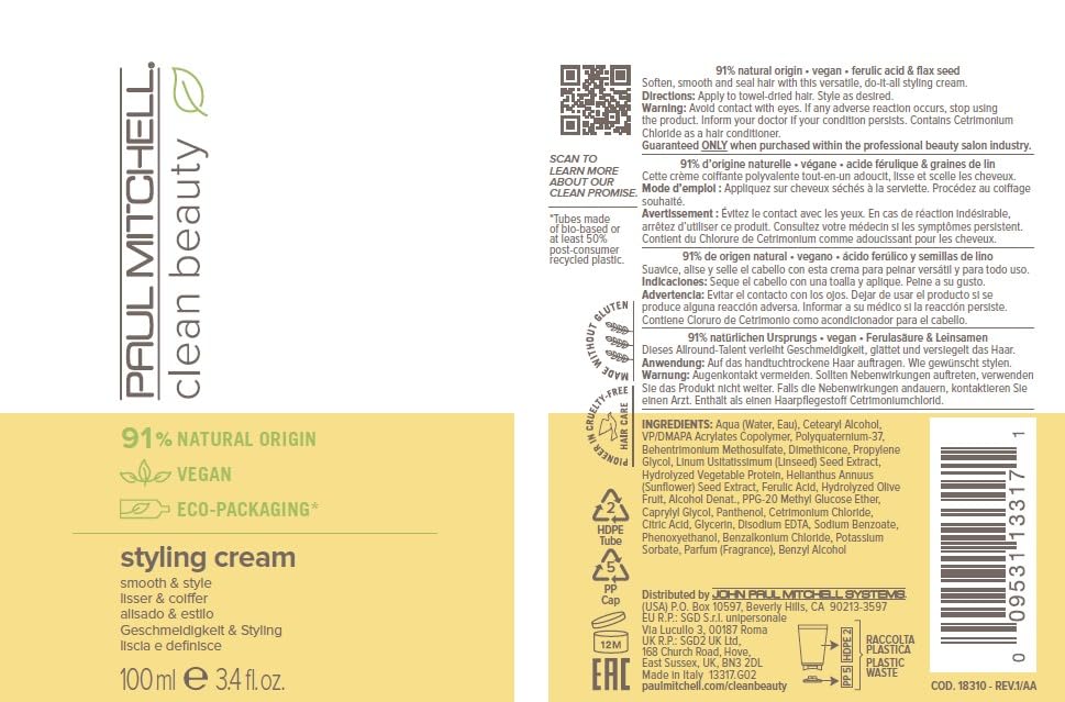 Paul Mitchell Clean Beauty Styling Cream – vegane Haar-Creme für alle Haartypen, Haarstyling für fle