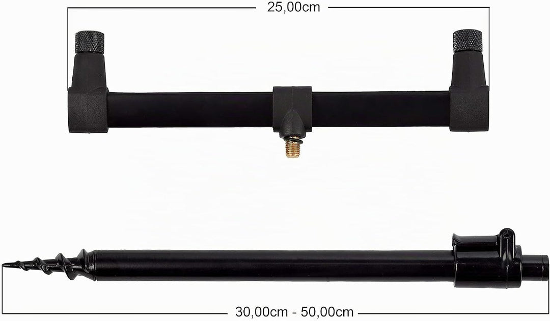 Zite Fishing Ruten-Auflagen Set - Teleskop Bank-Sticks 30-50cm &amp; Buzzer-Bars als Rutenhalter Angel -