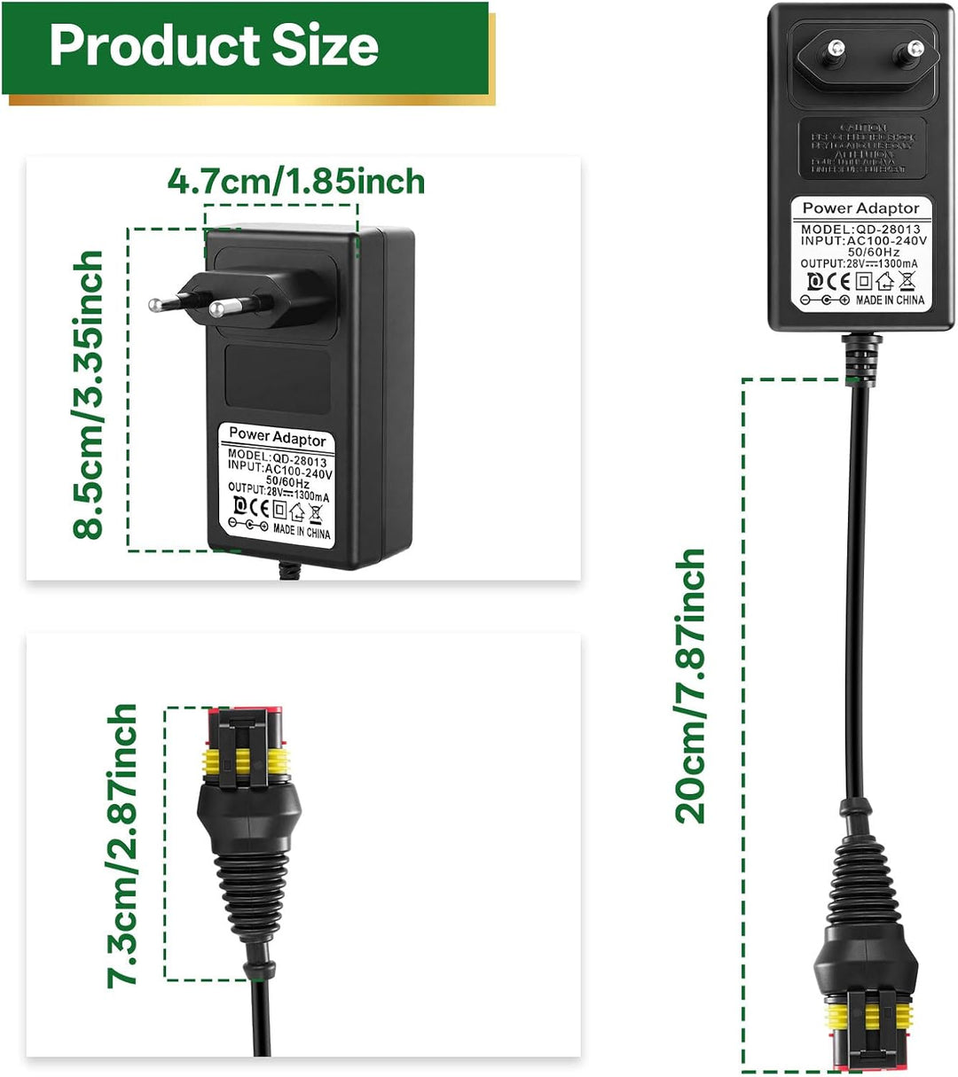 28 V 1,3A Adapter Rasenmäher Netzteil, Kompatibel mit Husqvarna Automower 105, 310, 315, 315X Mährob