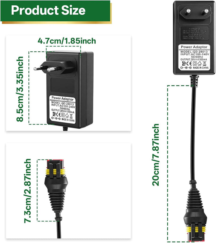 28 V 1,3A Adapter Rasenmäher Netzteil, Kompatibel mit Husqvarna Automower 105, 310, 315, 315X Mährob