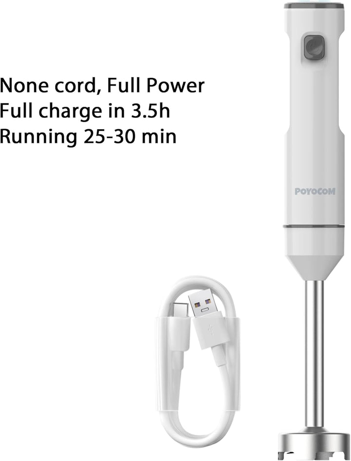 POYOCOM Kabelloser Stabmixer, Akku-Stabmixer mit TYP-C-Kabel, 500 ml Zerkleinererer, 600 ml Gefäss,