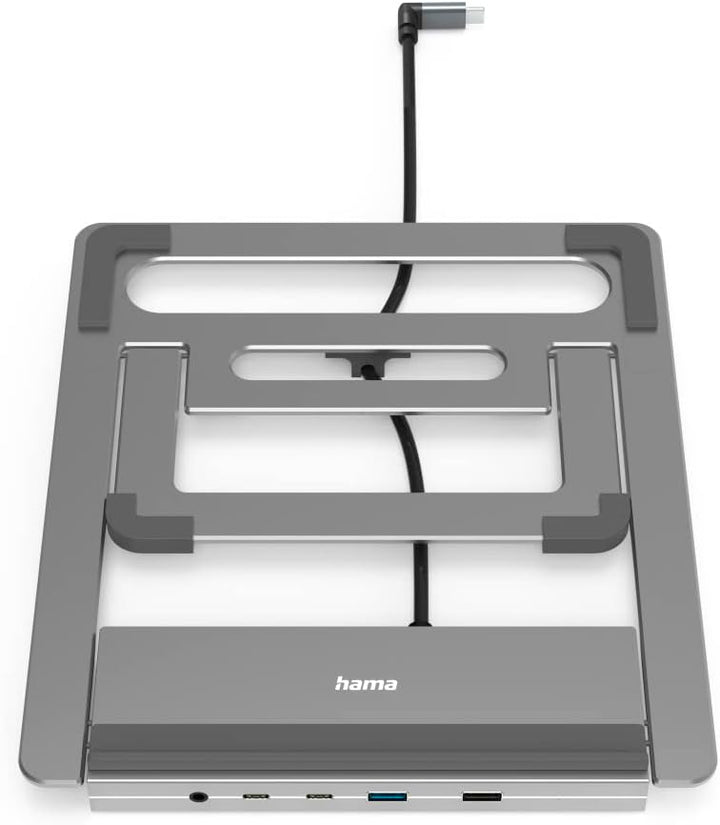 Hama USB C Hub Docking Station mit Laptop-Ständer 12 Ports (4X USB A, 2X HDMI, 3X USB-C, 1x DisplayP