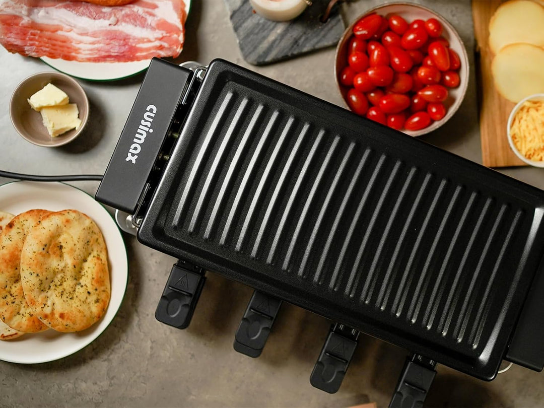CUSIMAX Raclette Grill, Raclette mit Antihaft-Grillplatte und einstellbare Temperaturregelung, Racle