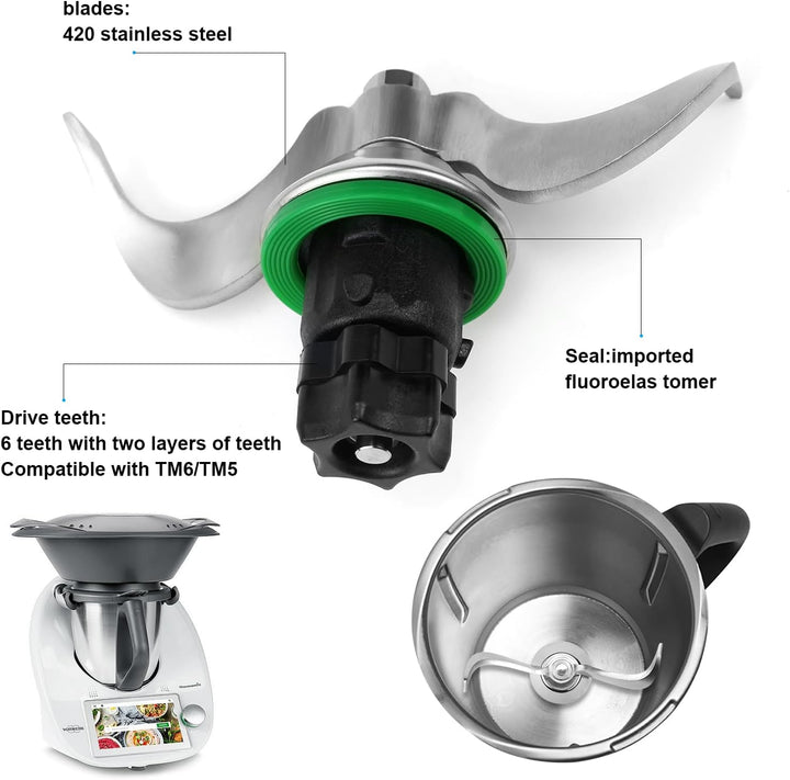 Teigmischmesser für Thermomix TM7 TM6 TM5 Teigknetmesser aus Edelstahl Thermomix Zubehör Schnelles M