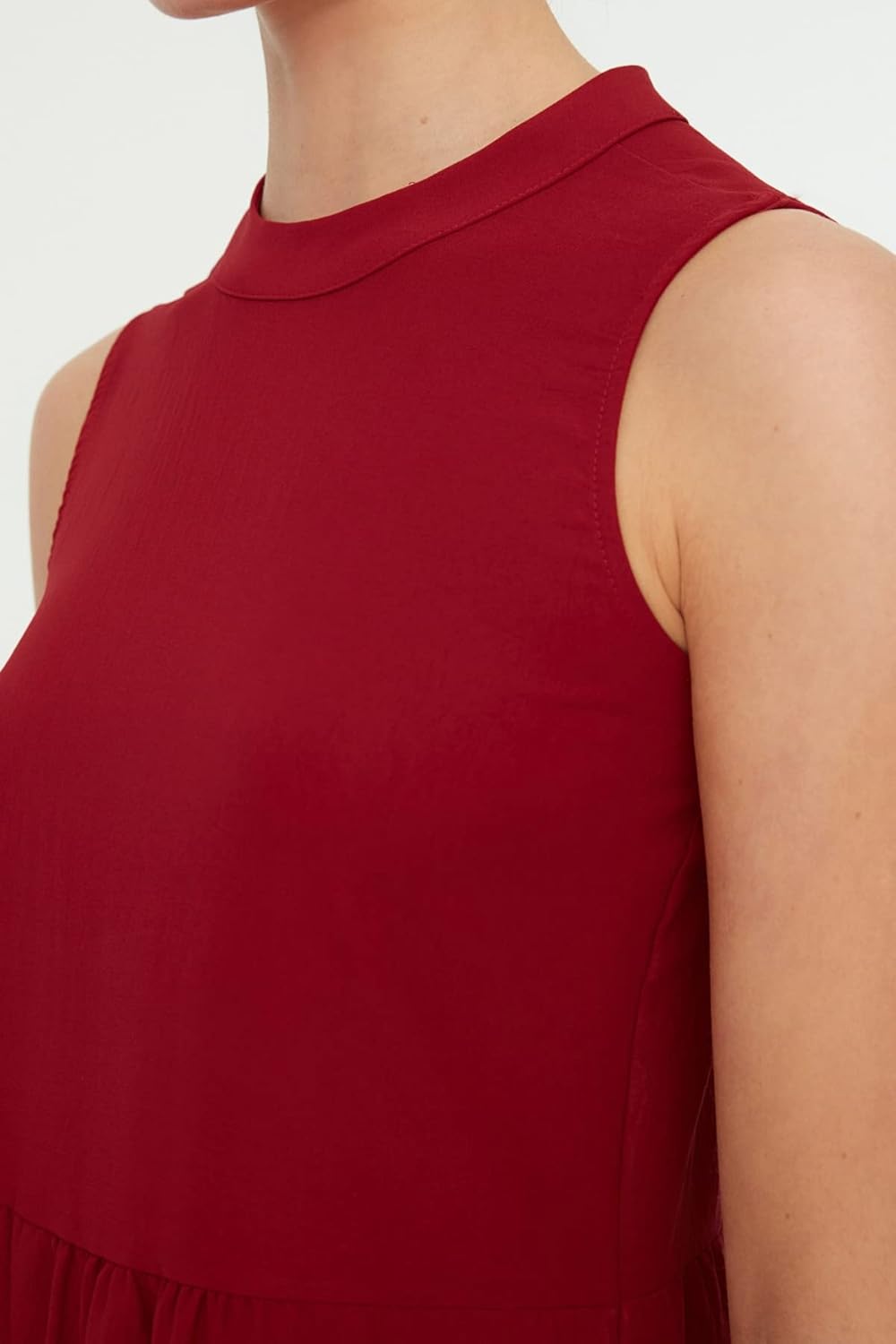 TRENDYOL Damen Breites Geschnittenes Kleid Dress 34 Burgundy, 34 Burgundy