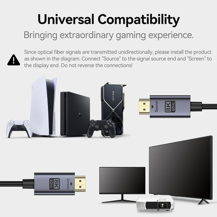 BENFEI 8K HDMI 2.1 Glasfaser kabel 30M–8K@60Hz, 4K@240Hz, 48Gbps High Speed, CL3 (wandtauglich), mit