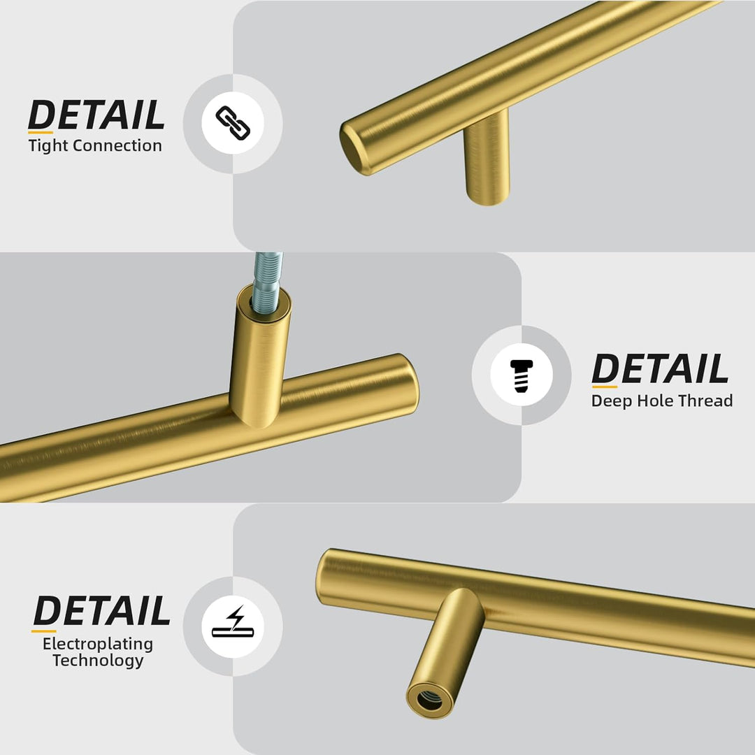 goldenwarm Möbelknöpfe Stangengriff Golden Modern Griffe Bohrlochabstand 160mm Möbelgriffe Edelstahl