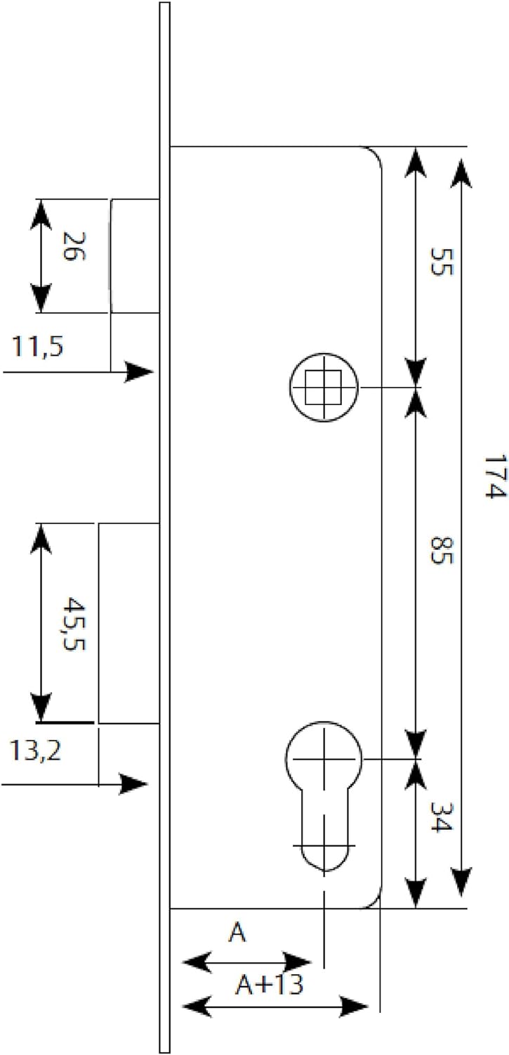 Tesa - Türschloss, 2210E203AI Grau (Rostfrei) Entrada 20 mm 2210E, Grau (Rostfrei) Entrada 20 mm 221
