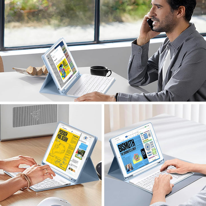 Tastatur Hülle für iPad 9./ 8./ 7. Generation (2021/2020/2019) mit Stifthalter, Soft TPU Schutzhülle