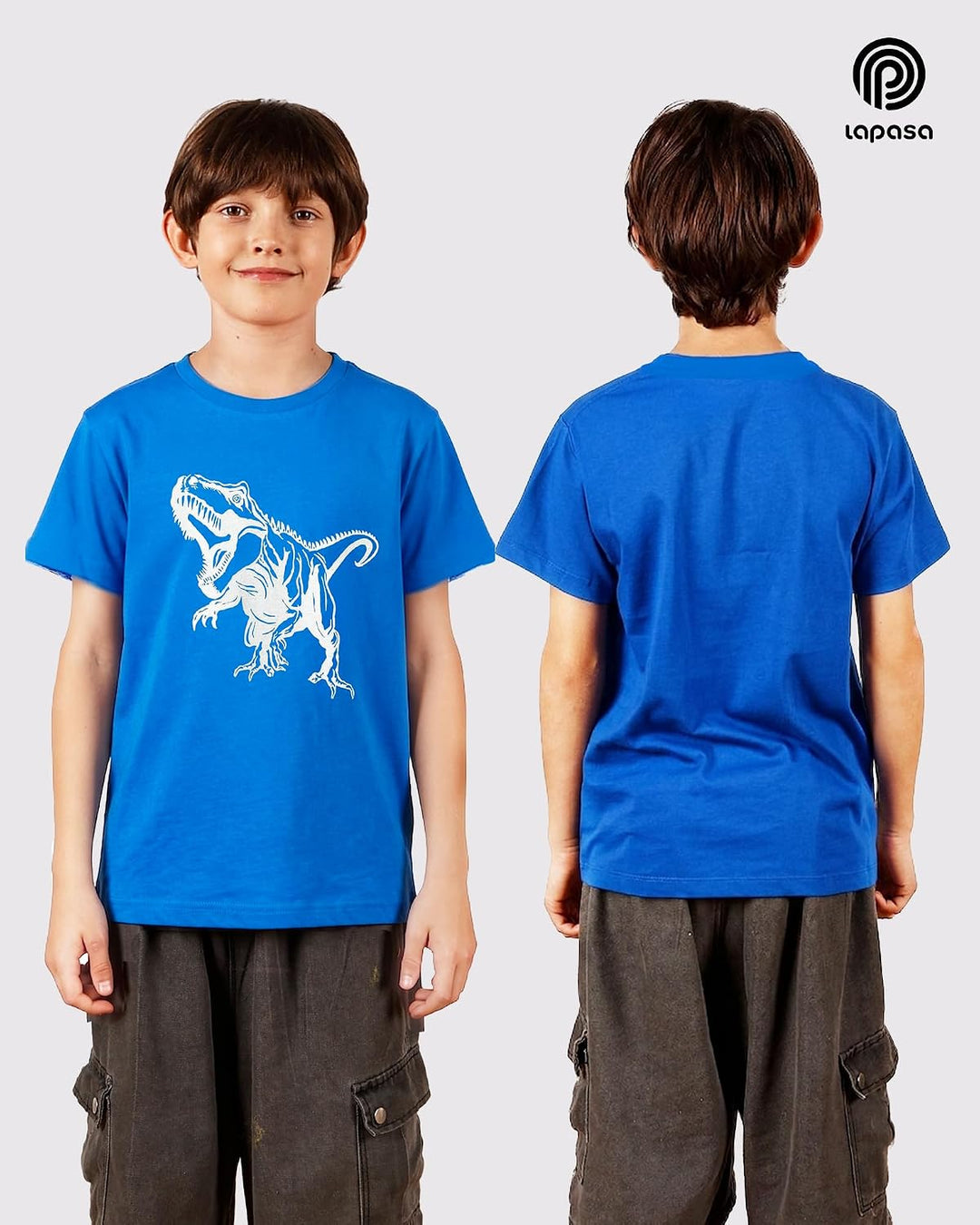 LAPASA Kinder T Shirt 100% Baumwolle 4er Pack Unisex 3-13 Jahre/ 95-165 Jungen Jungs Sport Tshirt K0