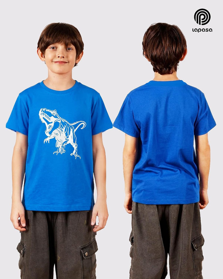 LAPASA Kinder T Shirt 100% Baumwolle 4er Pack Unisex 3-13 Jahre/ 95-165 Jungen Jungs Sport Tshirt K0
