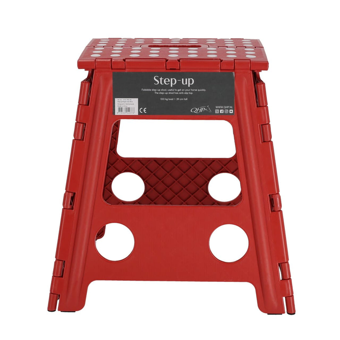 QHP Step up Hocker Aufstieghilfe Kunststoff klappbar Höhe 39 cm (Leuchtend rot)