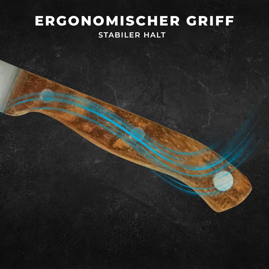 Messerblock mit Messer-Set - 6 teilig, Küchenmesser Set Edelstahl ink. Kochmesser, Brotmesser, Schäl