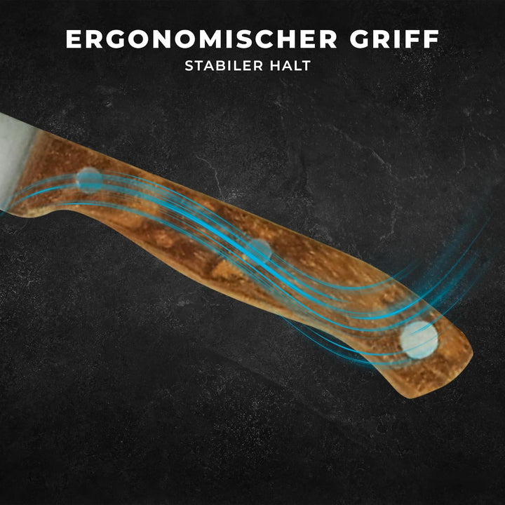 Messerblock mit Messer-Set - 6 teilig, Küchenmesser Set Edelstahl ink. Kochmesser, Brotmesser, Schäl