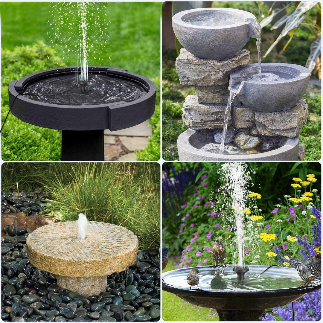 SZMP Solar Springbrunnen, 2024 Upgrade Glas Solar Teichpumpe mit 3M Kabel & 8 Düsen Solar Wasserpump