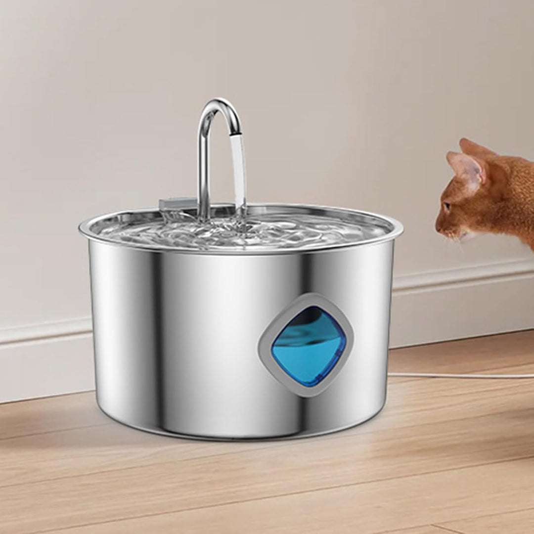 Cat Water Fountain, 3.2L Drinking Dispenser, Stainless Steel Bowl, Automatic Sturdy Design, Easy Cle