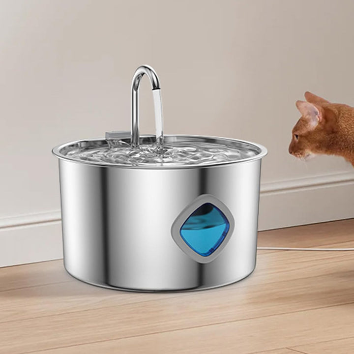 Cat Water Fountain, 3.2L Drinking Dispenser, Stainless Steel Bowl, Automatic Sturdy Design, Easy Cle