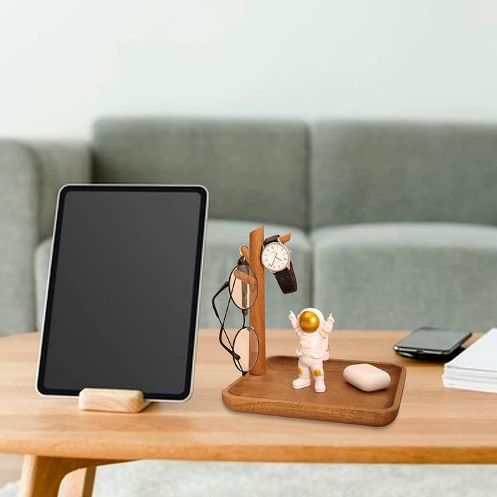 CYQGDKF Schlüsselschale für Eingangstisch, Holz-Tablett Organizer, Parfüm-Tablett für Kommode, 3 Ebe