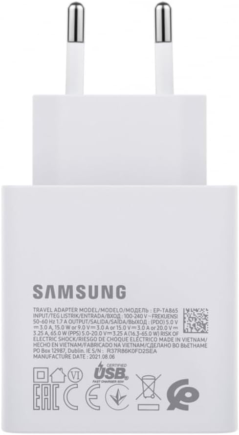 Samsung Ladegerät USB - C, Netzteiladapter 65W Ultra Schnell, Adapter USB - C zu USB, Samsung Ladege
