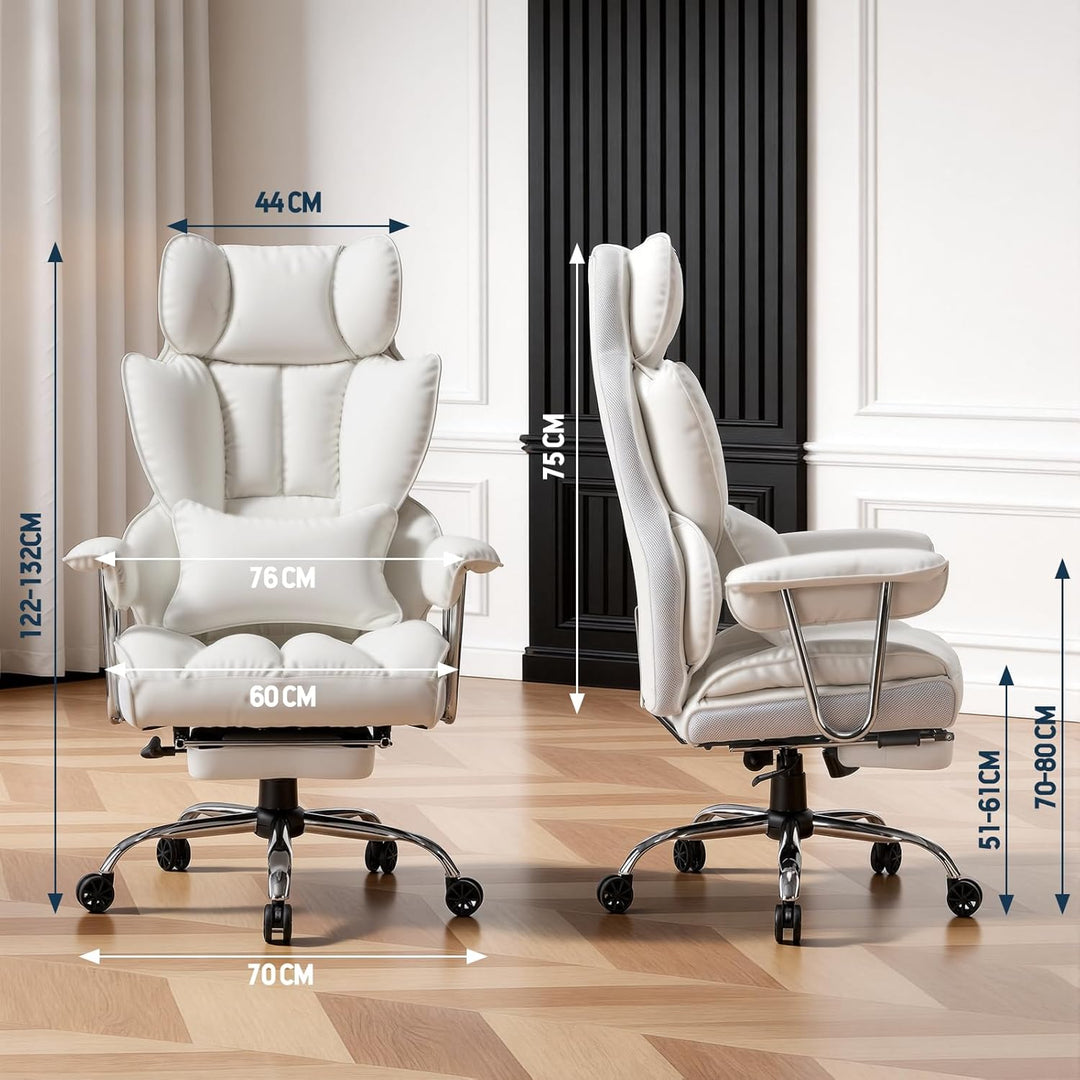 Efomao bürostuhl, PU Leder bürostuhl ergonomisch, Chefsessel mit Lendenwirbelstütze und hoher Rücken
