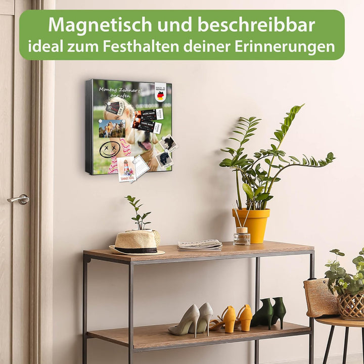 banjado® Grosser Schlüsselkasten Glas/Schlüsselbox 30cm x 30cm mit 50 Haken - Motiv Wunschmotiv/Schl