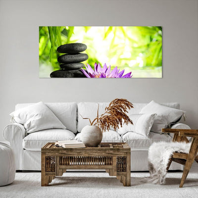 Wandbilder Dekoration Wohnzimmer Spa bambus blume wasser Panorama Bilder auf Leinwand 120x50cm Leinw