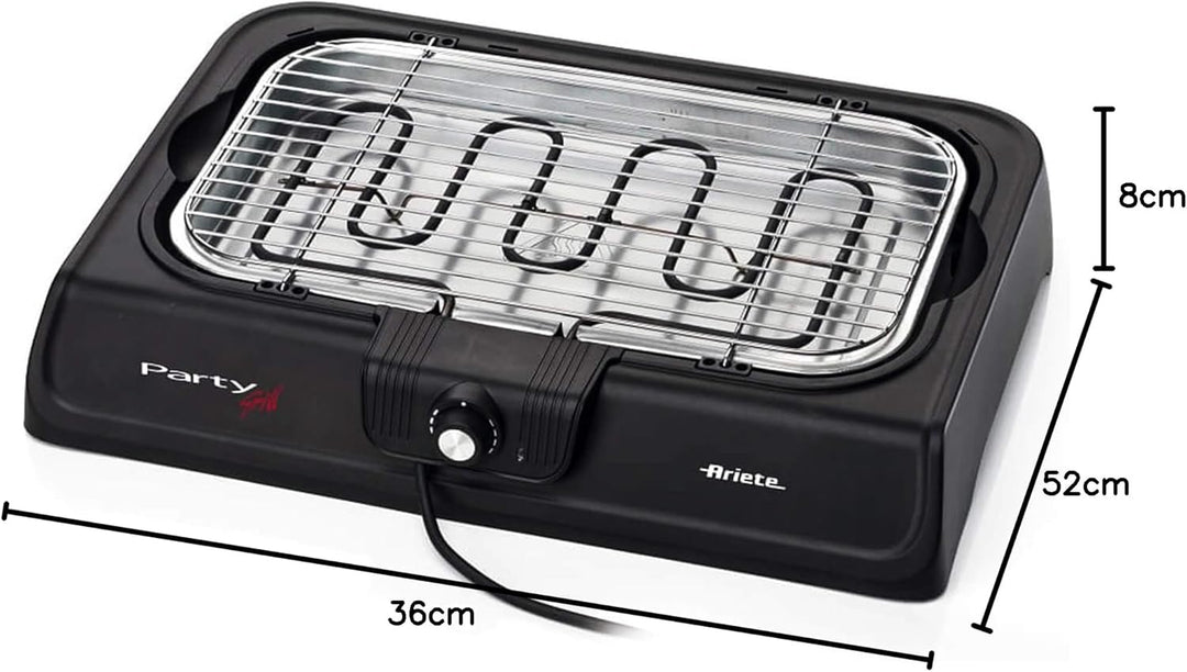Ariete 00C073300AR0 Party Grill 733 - elektrischer Tischgrill, 2200 W, schwarz 723, 723