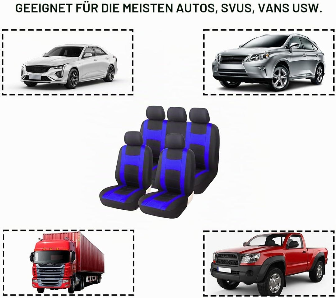 JNNJ 9 Stück Autositzbezüge Kompletter Satz, Klassisch Autositzbezüge Sitzschoner Auto Schonbezug Au