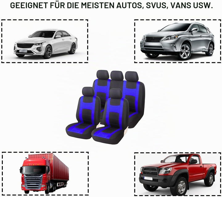 JNNJ 9 Stück Autositzbezüge Kompletter Satz, Klassisch Autositzbezüge Sitzschoner Auto Schonbezug Au