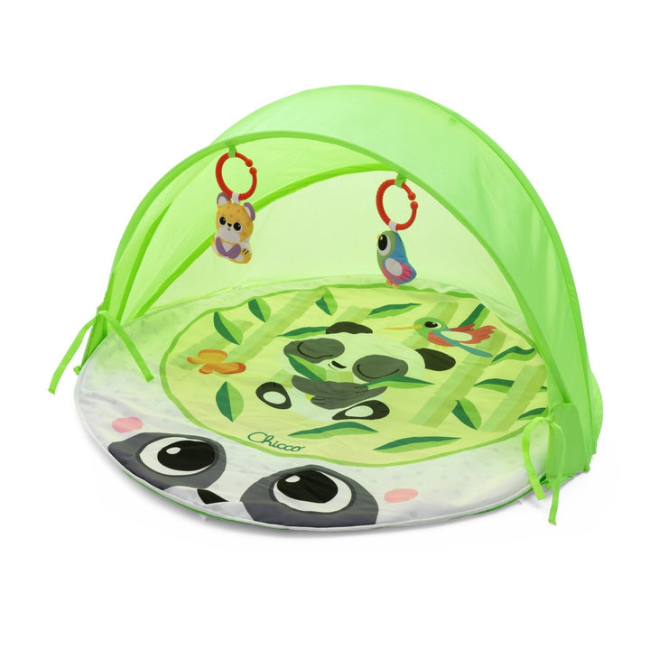Chicco Spielmatte Magic Forest, Baby Aktivitätendecke mit weicher Panda-Matte, klappbares und abnehm