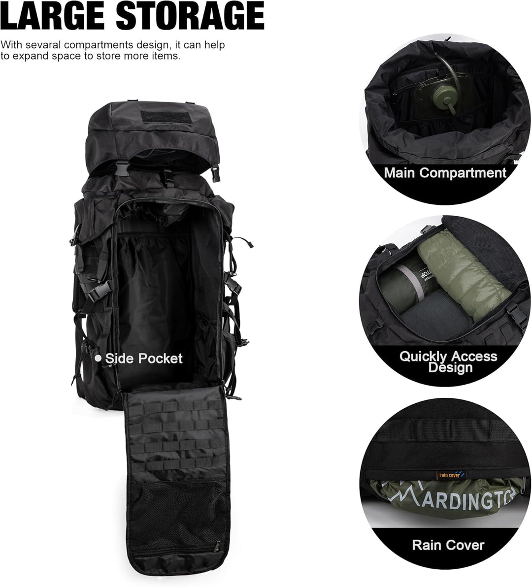 Mardingtop 70L Militär Rucksack Trekkingrucksack mit Regenschutz Wanderrucksack im Freien Grosse Kap