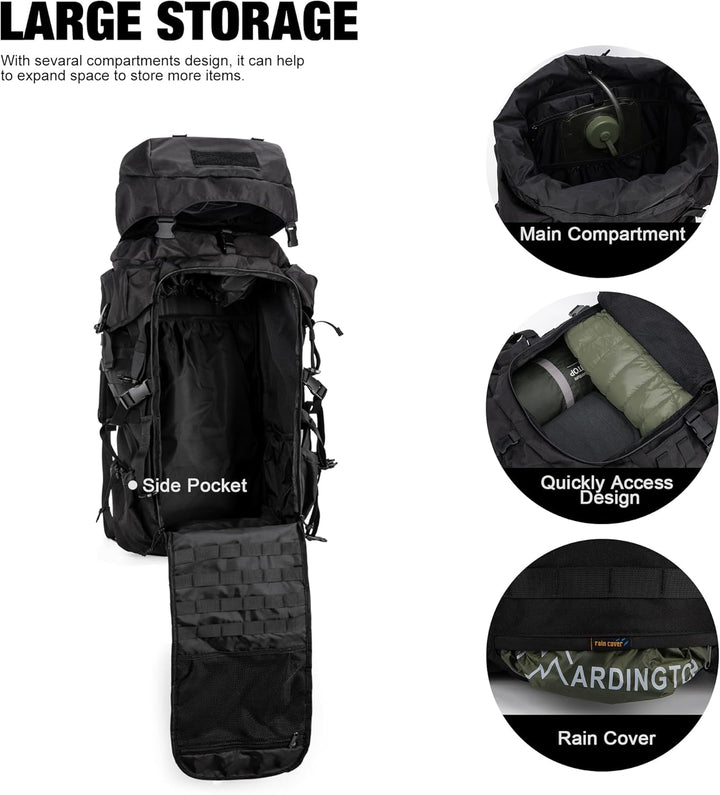 Mardingtop 70L Militär Rucksack Trekkingrucksack mit Regenschutz Wanderrucksack im Freien Grosse Kap