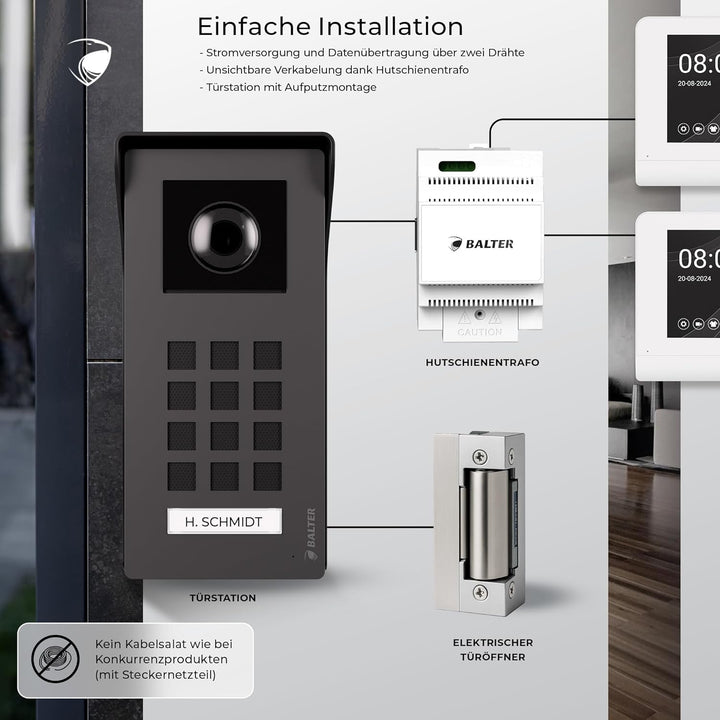 Entri Video Türsprechanlage, Aufputz Türklingel mit Kamera, Smartphone App, 1 Familienhaus, Video Tü