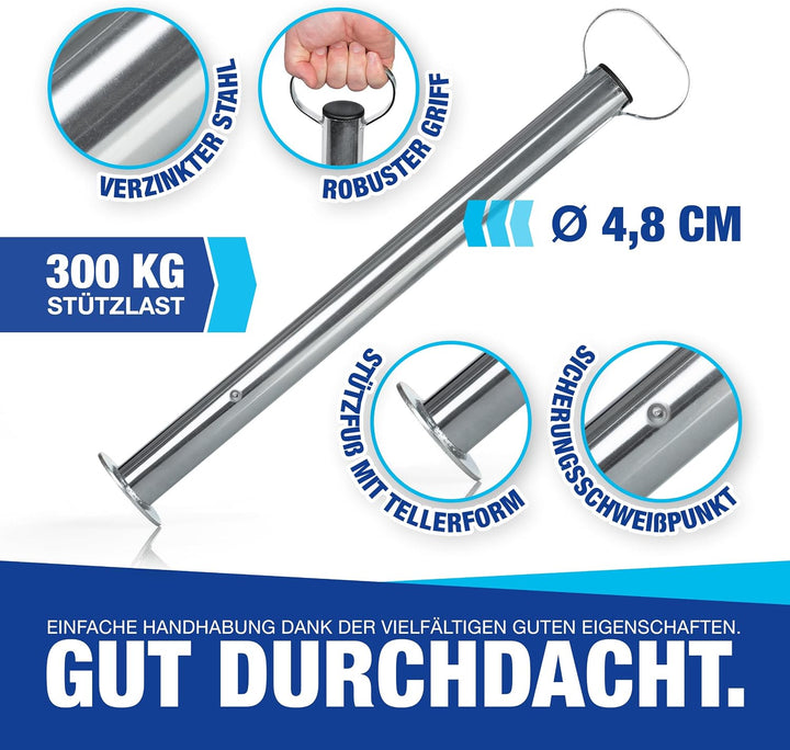NTG Anhänger Stütze 600 mm 300 kg Traglast Ø48 mm - höhenverstellbar Stahl | Stützfuss Stützrad für