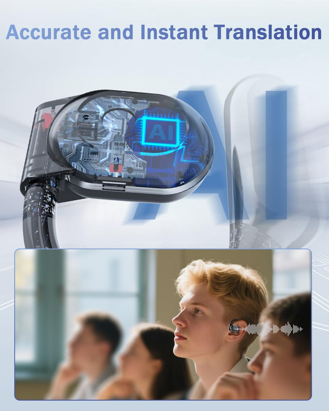 SANOTO Ki Übersetzer kopfhörer, 134 Sprachen Ki Kopfhörer mit Echtzeit Übersetzung,Open Ear Kopfhöre