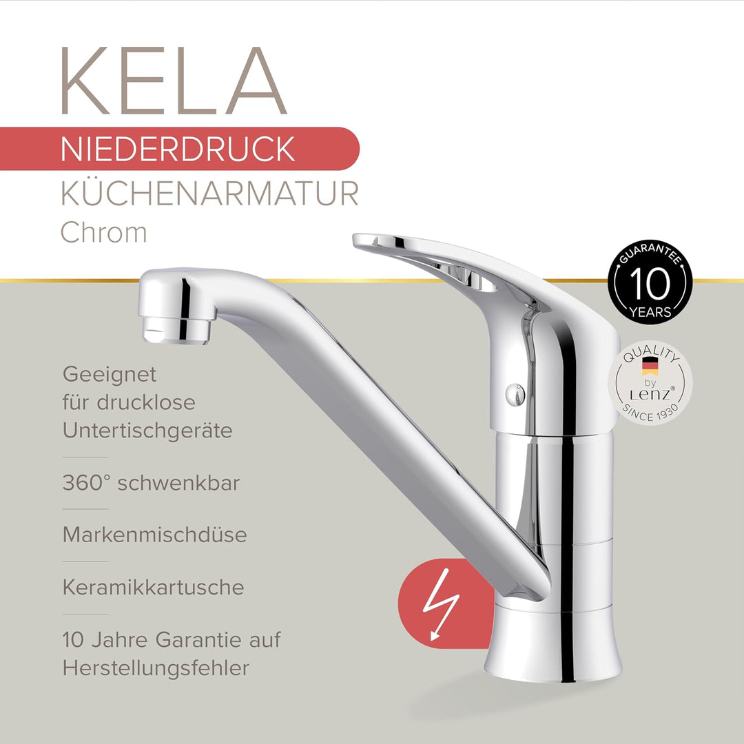 Lenz KELA Küchenarmatur, Niederdruck, chrom